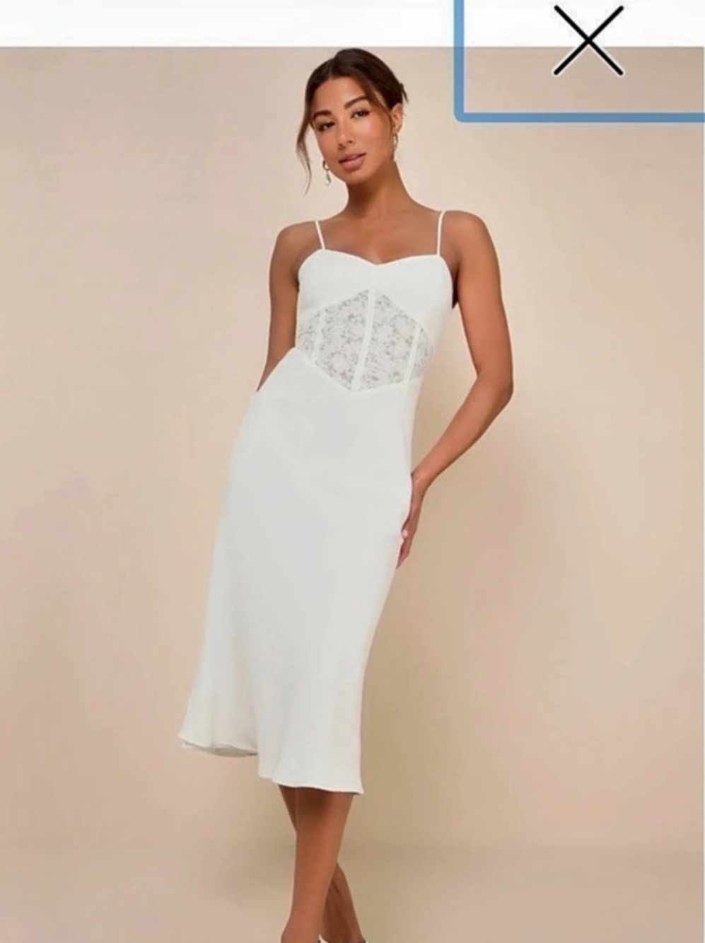 Lulus Muse Behavior White Lace Bustier Sleeveless Midi Dress Lace Bustier Midi s